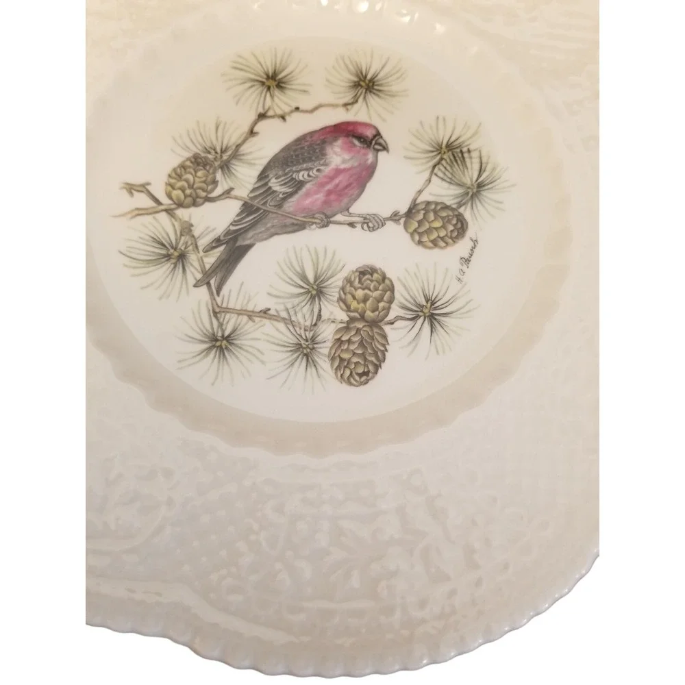 Bristol Ironstone Plate Aviary Pine GRosbeak Henry A Pausch Royal Cauldon 9''